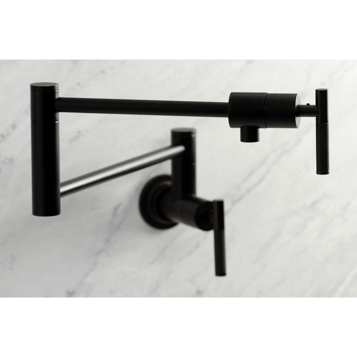 Kingston Sona KS4100CKL - Kaiser Two-Handle 1-Hole Wall Mount Pot Filler Faucet, Matte Black