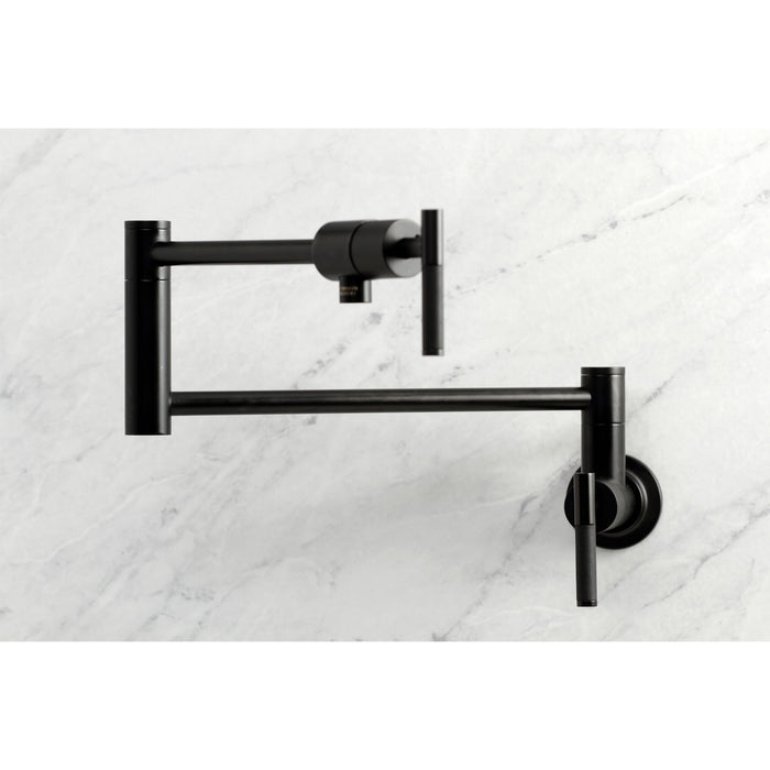 Kingston Sona KS4100CKL - Kaiser Two-Handle 1-Hole Wall Mount Pot Filler Faucet, Matte Black