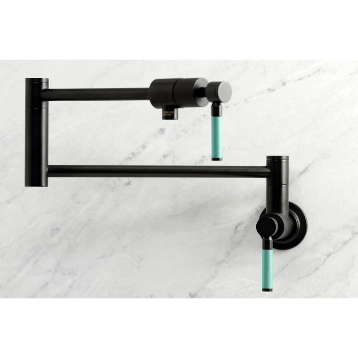 Kingston Sona KS4100DKL - Kaiser Two-Handle 1-Hole Wall Mount Pot Filler Faucet, Matte Black