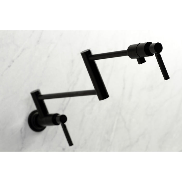 Kingston Sona KS4100DKL - Kaiser Two-Handle 1-Hole Wall Mount Pot Filler Faucet, Matte Black