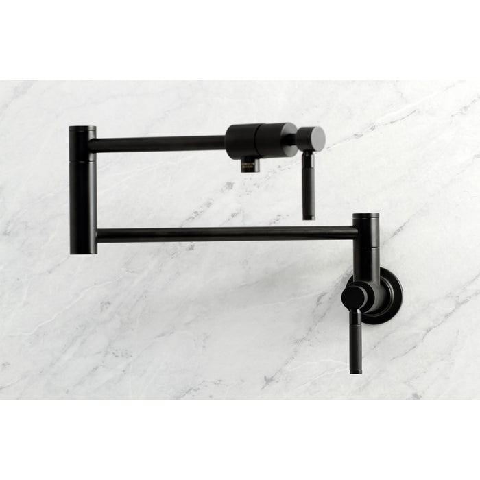 Kingston Sona KS4100DKL - Kaiser Two-Handle 1-Hole Wall Mount Pot Filler Faucet, Matte Black