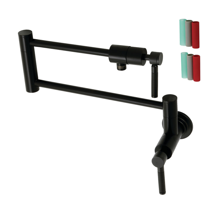 Kingston Sona KS4100DKL - Kaiser Two-Handle 1-Hole Wall Mount Pot Filler Faucet, Matte Black
