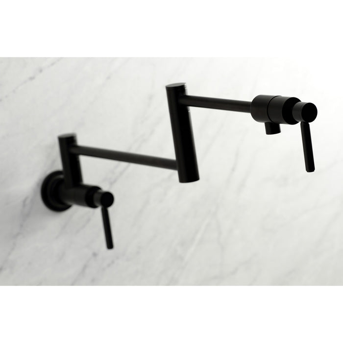 Kingston Sona KS4100DL - Concord Two-Handle 1-Hole Wall Mount Pot Filler Faucet, Matte Black