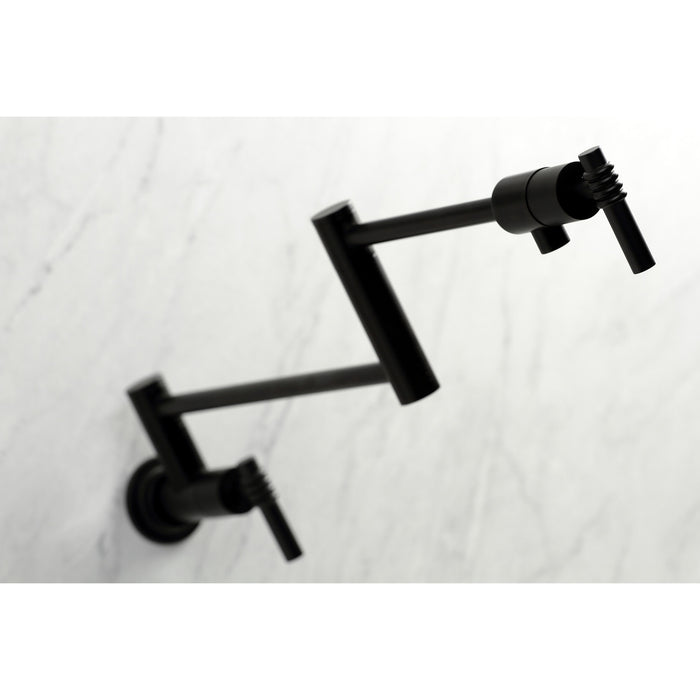 Kingston Sona KS4100ML - Milano Two-Handle 1-Hole Wall Mount Pot Filler Faucet, Matte Black
