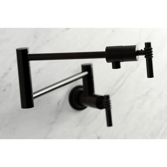 Kingston Sona KS4100ML - Milano Two-Handle 1-Hole Wall Mount Pot Filler Faucet, Matte Black