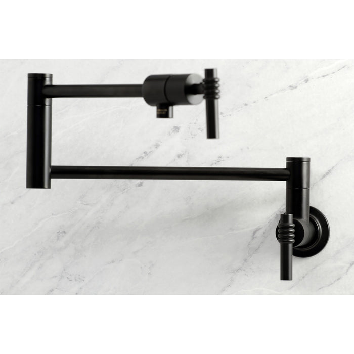 Kingston Sona KS4100ML - Milano Two-Handle 1-Hole Wall Mount Pot Filler Faucet, Matte Black