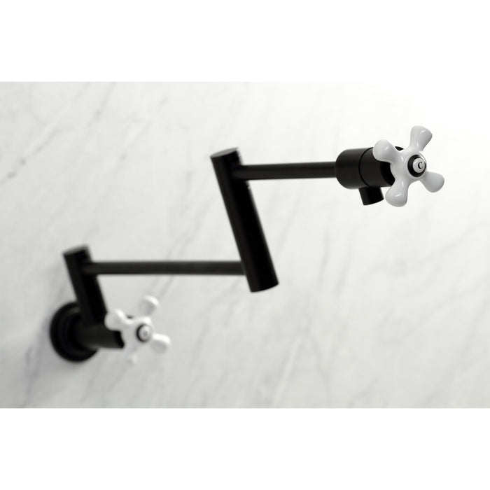 Kingston Tulare KS4100PX - Metropolitan Two-Handle 1-Hole Wall Mount Pot Filler Faucet, Matte Black