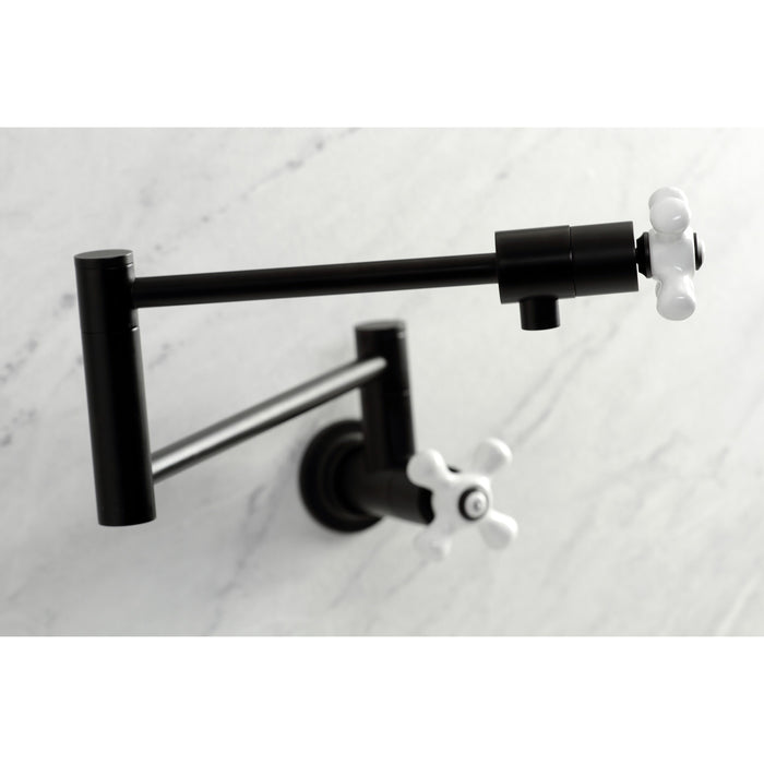 Kingston Tulare KS4100PX - Metropolitan Two-Handle 1-Hole Wall Mount Pot Filler Faucet, Matte Black