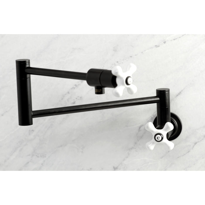 Kingston Tulare KS4100PX - Metropolitan Two-Handle 1-Hole Wall Mount Pot Filler Faucet, Matte Black