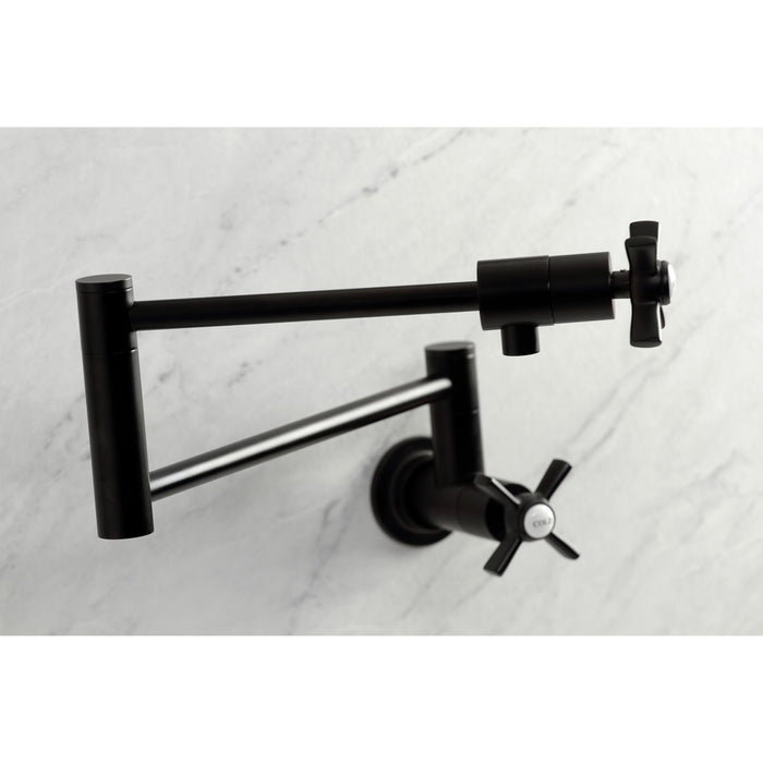 Kingston Tulare KS4100ZX - Millennium Two-Handle 1-Hole Wall Mount Pot Filler Faucet, Matte Black