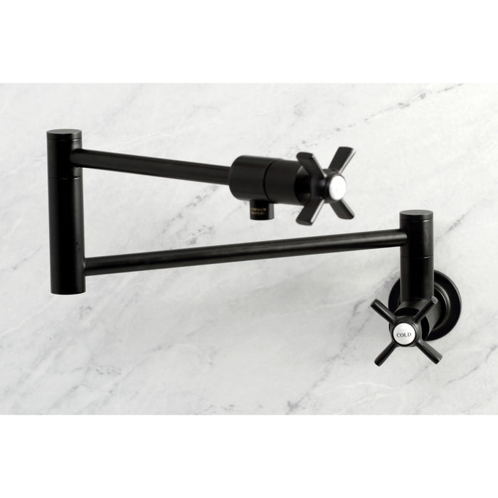 Kingston Tulare KS4100ZX - Millennium Two-Handle 1-Hole Wall Mount Pot Filler Faucet, Matte Black