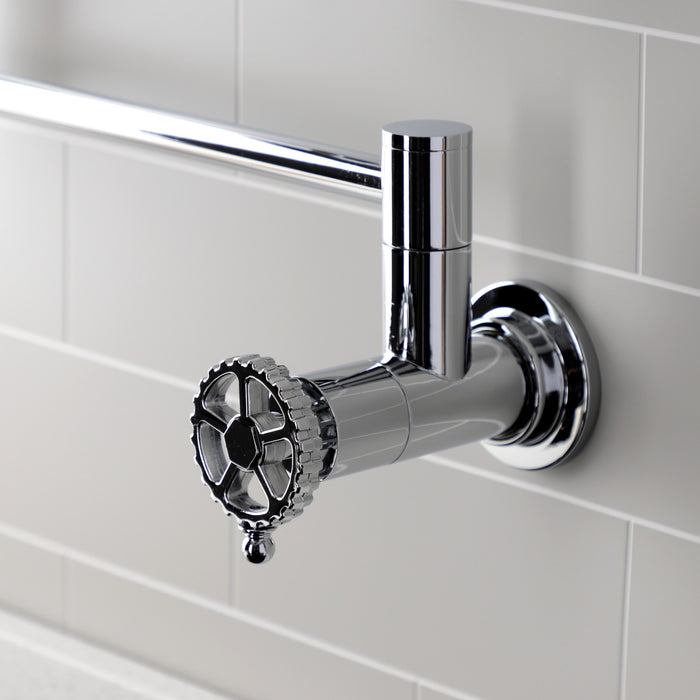 Kingston Sona KS4101CG - Fuller Two-Handle 1-Hole Wall Mount Pot Filler Faucet, Polished Chrome