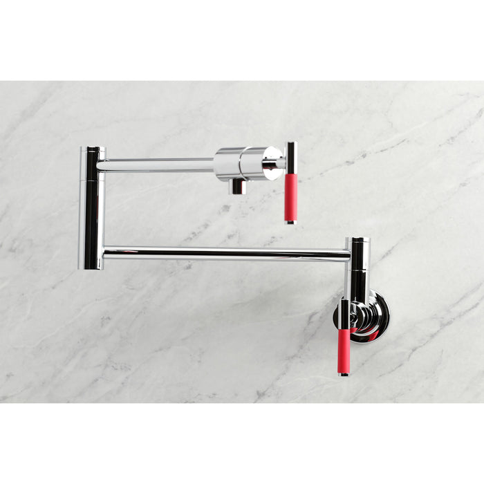Kingston Sona KS4101CKL - Kaiser Two-Handle 1-Hole Wall Mount Pot Filler Faucet, Polished Chrome