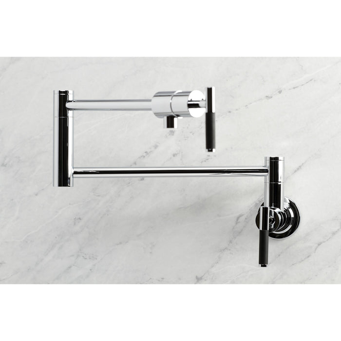 Kingston Sona KS4101CKL - Kaiser Two-Handle 1-Hole Wall Mount Pot Filler Faucet, Polished Chrome