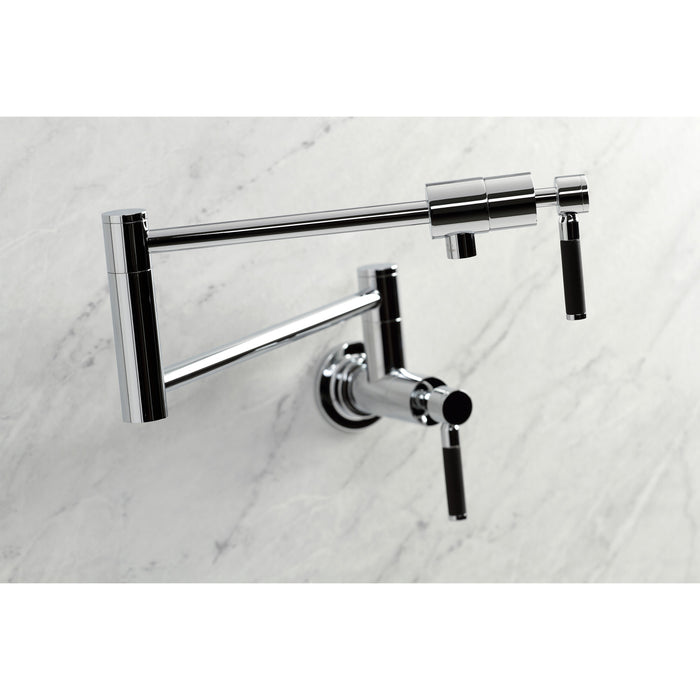 Kingston Sona KS4101DKL - Kaiser Two-Handle 1-Hole Wall Mount Pot Filler Faucet, Polished Chrome