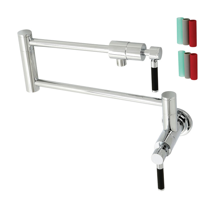Kingston Sona KS4101DKL - Kaiser Two-Handle 1-Hole Wall Mount Pot Filler Faucet, Polished Chrome
