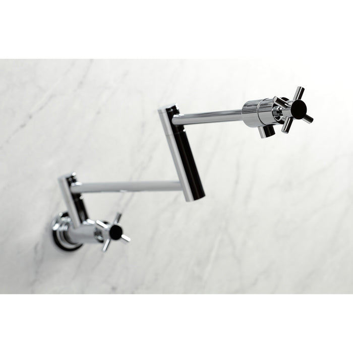 Kingston Sona KS4101DX - Concord Two-Handle 1-Hole Wall Mount Pot Filler Faucet, Polished Chrome