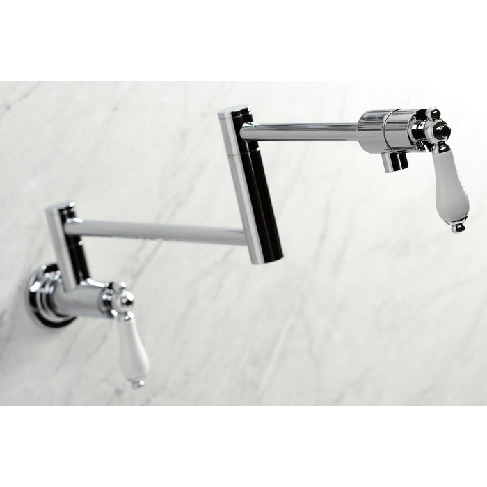Kingston Tulare KS4101PL - Metropolitan Two-Handle 1-Hole Wall Mount Pot Filler Faucet, Polished Chrome