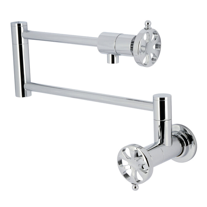 Kingston Sona KS4101RX - Belknap Two-Handle 1-Hole Wall Mount Pot Filler Faucet, Polished Chrome