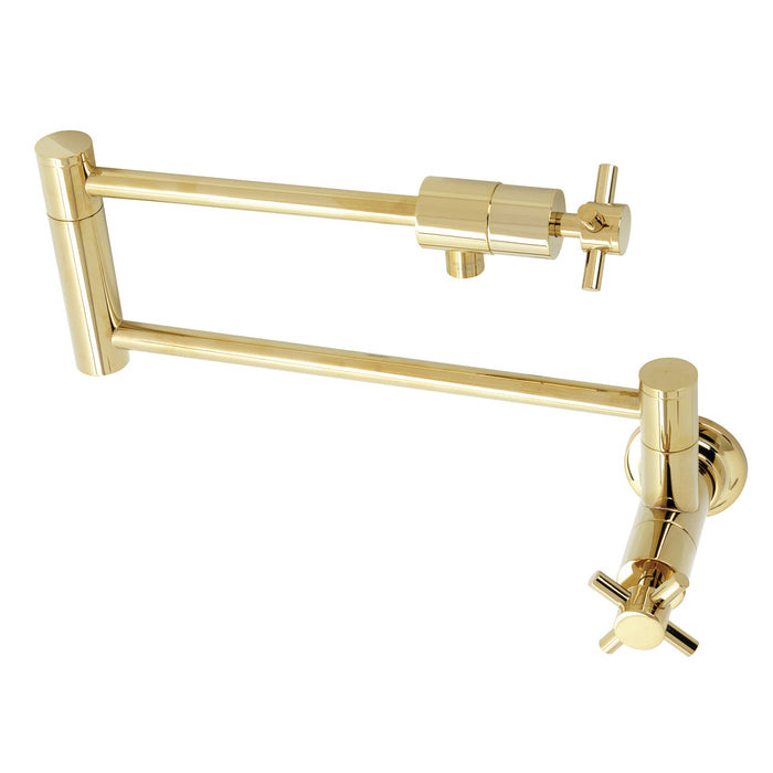 Kingston Sona KS4102DX - Concord Two-Handle 1-Hole Wall Mount Pot Filler Faucet, Polished Brass