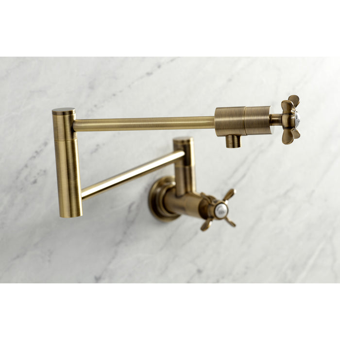 Kingston Sona KS4103BEX - Essex Two-Handle 1-Hole Wall Mount Pot Filler Faucet, Antique Brass