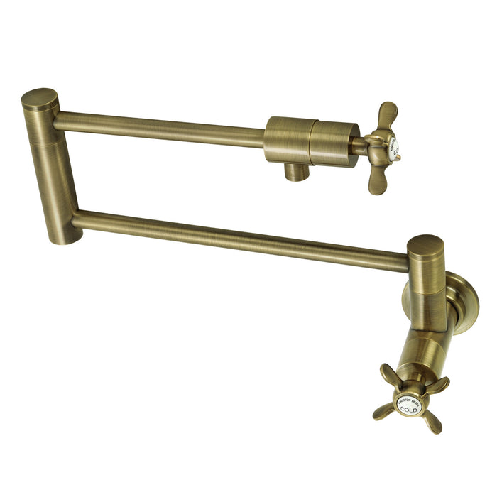 Kingston Sona KS4103BEX - Essex Two-Handle 1-Hole Wall Mount Pot Filler Faucet, Antique Brass