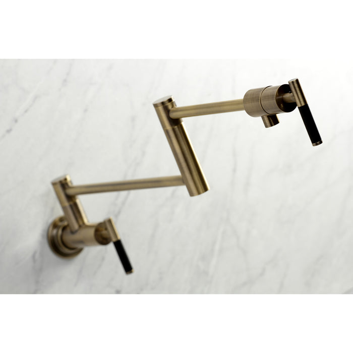 Kingston Sona KS4103CKL - Kaiser Two-Handle 1-Hole Wall Mount Pot Filler Faucet, Antique Brass