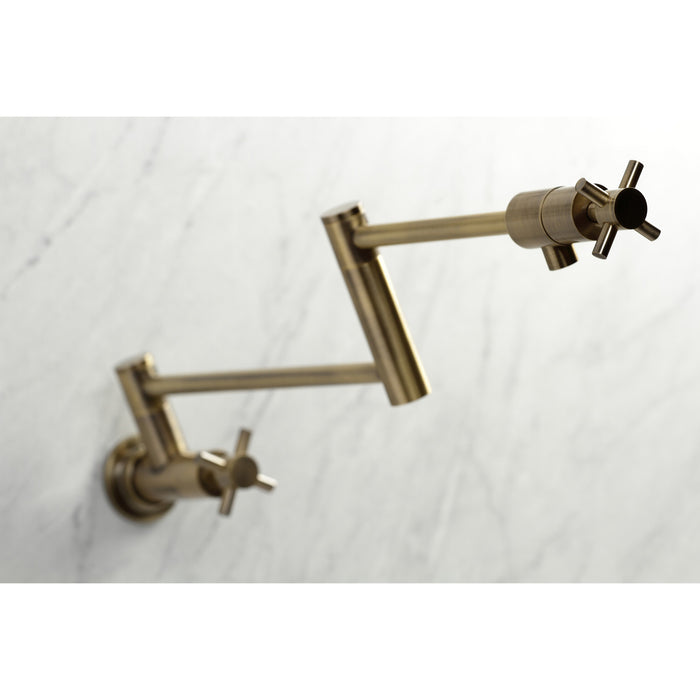 Kingston Sona KS4103DX - Concord Two-Handle 1-Hole Wall Mount Pot Filler Faucet, Antique Brass