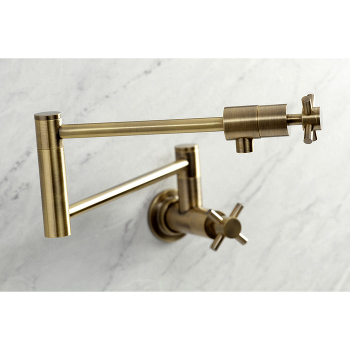 Kingston Sona KS4103DX - Concord Two-Handle 1-Hole Wall Mount Pot Filler Faucet, Antique Brass