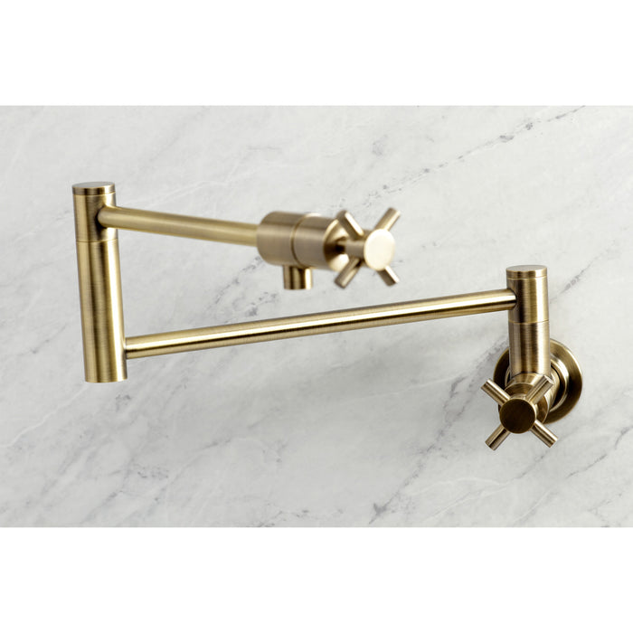 Kingston Sona KS4103DX - Concord Two-Handle 1-Hole Wall Mount Pot Filler Faucet, Antique Brass