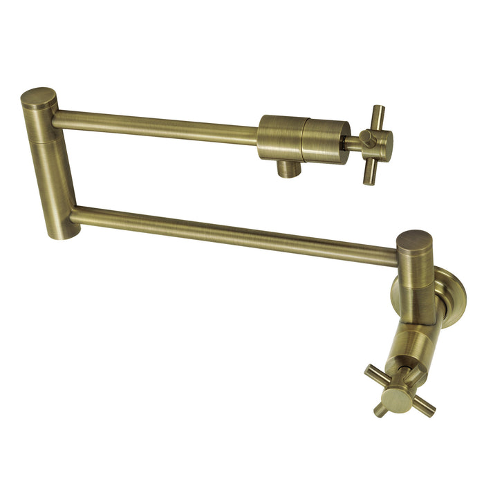 Kingston Sona KS4103DX - Concord Two-Handle 1-Hole Wall Mount Pot Filler Faucet, Antique Brass
