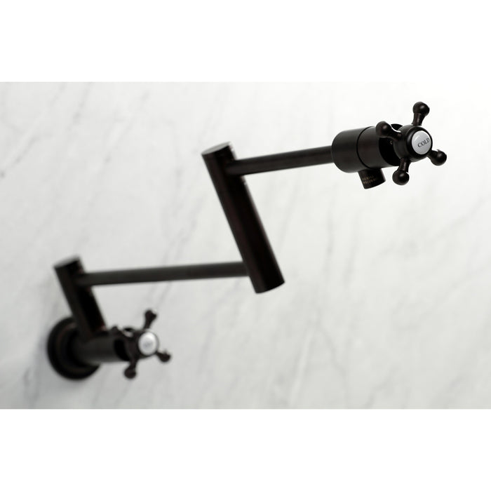 Kingston Tulare KS4105BX - Metropolitan Two-Handle 1-Hole Wall Mount Pot Filler Faucet, Oil Rubbed Bronze
