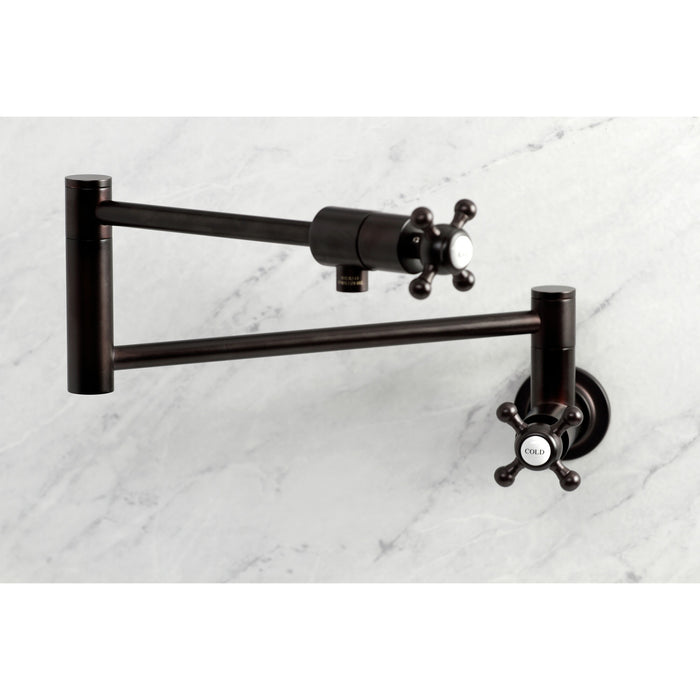 Kingston Tulare KS4105BX - Metropolitan Two-Handle 1-Hole Wall Mount Pot Filler Faucet, Oil Rubbed Bronze