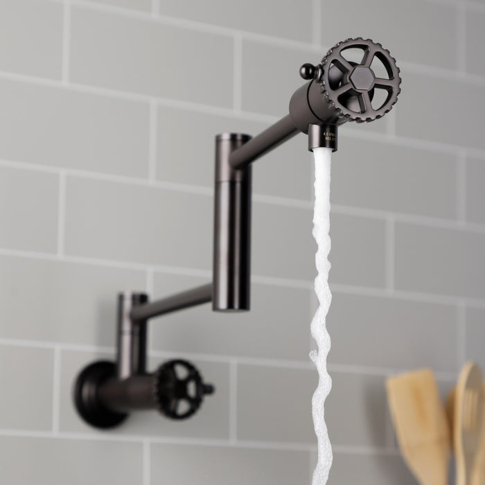 Kingston Sona KS4105CG - Fuller Two-Handle 1-Hole Wall Mount Pot Filler Faucet, Oil Rubbed Bronze