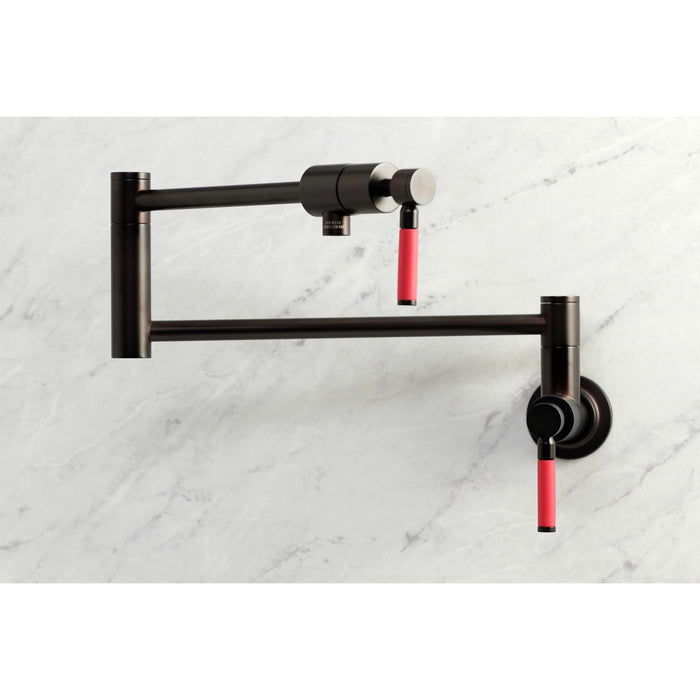 Kingston Sona KS4105DKL - Kaiser Two-Handle 1-Hole Wall Mount Pot Filler Faucet, Oil Rubbed Bronze