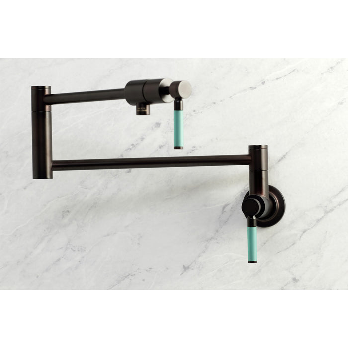 Kingston Sona KS4105DKL - Kaiser Two-Handle 1-Hole Wall Mount Pot Filler Faucet, Oil Rubbed Bronze