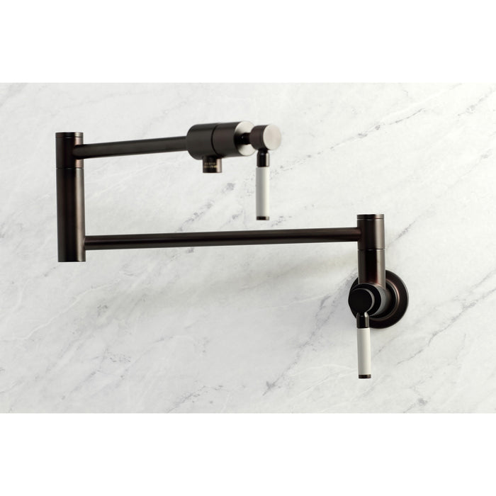 Kingston Sona KS4105DKL - Kaiser Two-Handle 1-Hole Wall Mount Pot Filler Faucet, Oil Rubbed Bronze