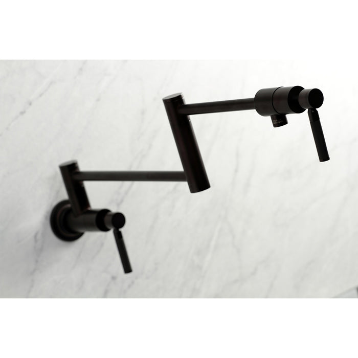 Kingston Sona KS4105DKL - Kaiser Two-Handle 1-Hole Wall Mount Pot Filler Faucet, Oil Rubbed Bronze