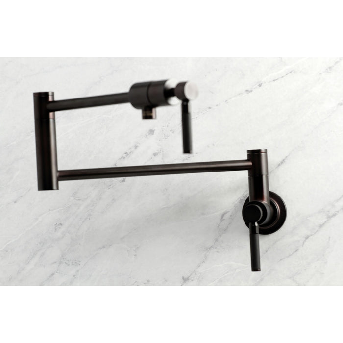 Kingston Sona KS4105DKL - Kaiser Two-Handle 1-Hole Wall Mount Pot Filler Faucet, Oil Rubbed Bronze
