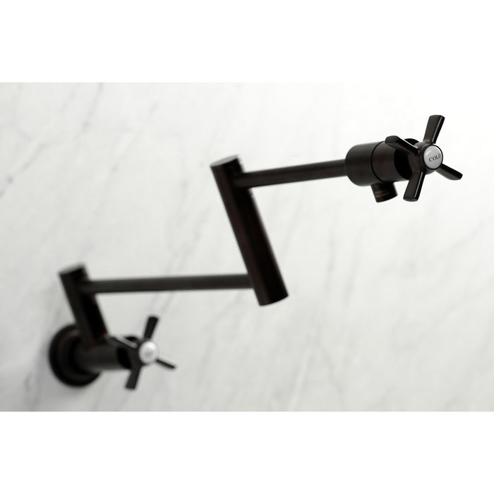 Millennium KS4105ZX Two-Handle 1-Hole Wall Mount Pot Filler Faucet, Oil Rubbed Bronze