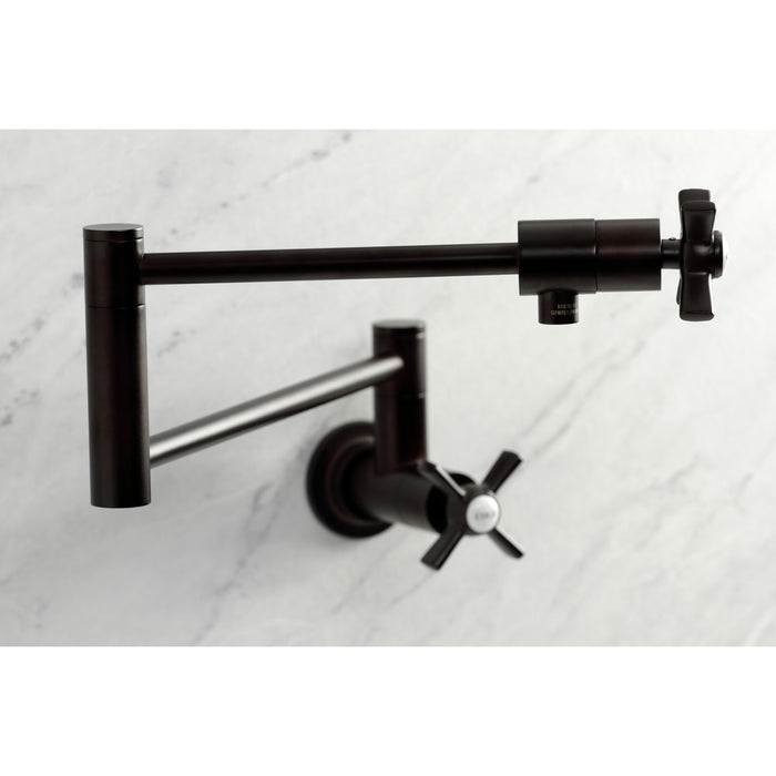 Millennium KS4105ZX Two-Handle 1-Hole Wall Mount Pot Filler Faucet, Oil Rubbed Bronze