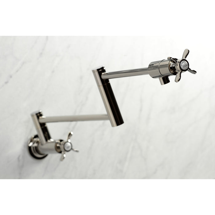 Kingston Sona KS4106BEX - Essex Two-Handle 1-Hole Wall Mount Pot Filler Faucet, Polished Nickel