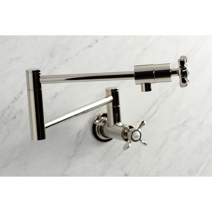 Kingston Sona KS4106BEX - Essex Two-Handle 1-Hole Wall Mount Pot Filler Faucet, Polished Nickel