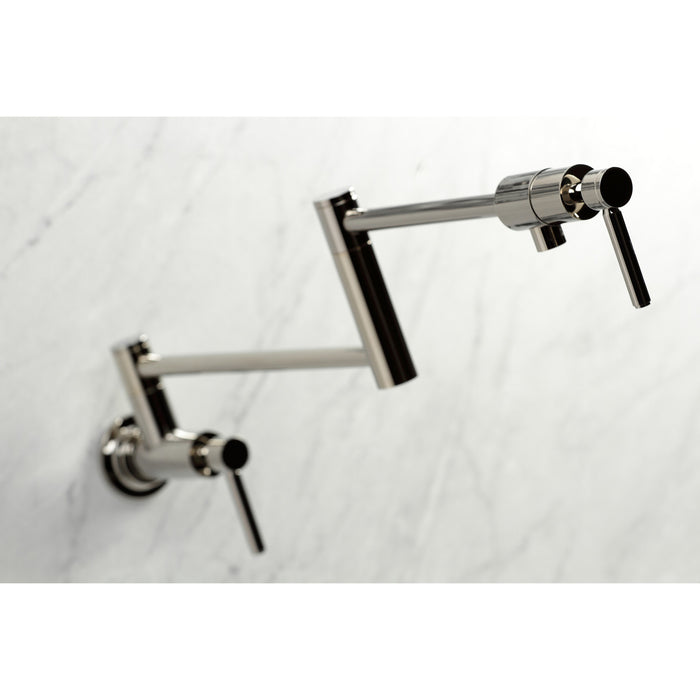 Kingston Sona KS4106DL - Concord Two-Handle 1-Hole Wall Mount Pot Filler Faucet, Polished Nickel