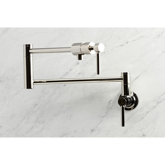 Kingston Sona KS4106DL - Concord Two-Handle 1-Hole Wall Mount Pot Filler Faucet, Polished Nickel
