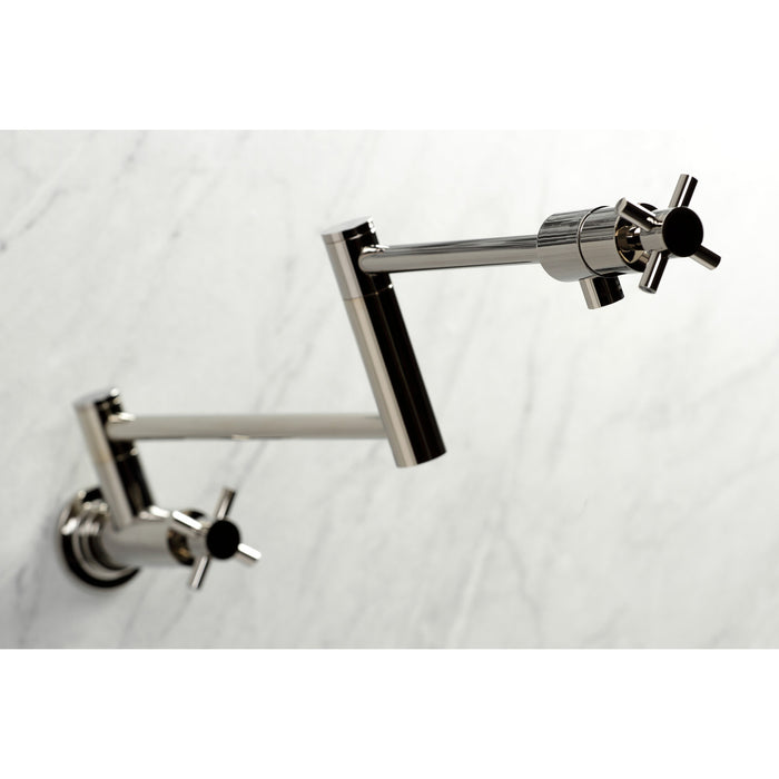 Kingston Sona KS4106DX - Concord Two-Handle 1-Hole Wall Mount Pot Filler Faucet, Polished Nickel