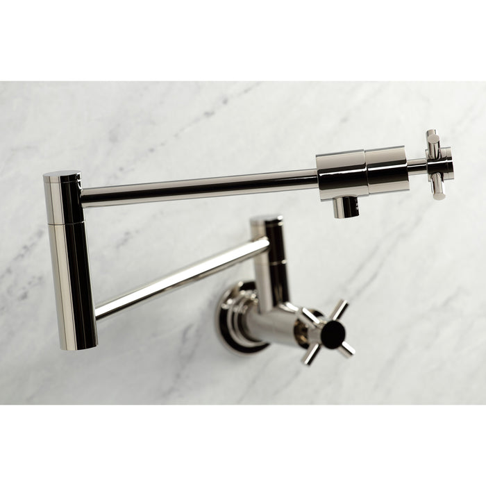 Kingston Sona KS4106DX - Concord Two-Handle 1-Hole Wall Mount Pot Filler Faucet, Polished Nickel