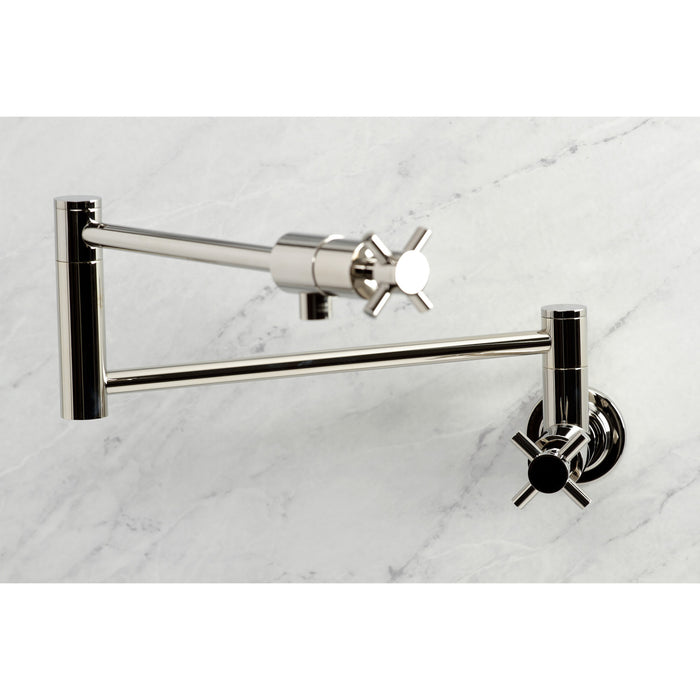 Kingston Sona KS4106DX - Concord Two-Handle 1-Hole Wall Mount Pot Filler Faucet, Polished Nickel