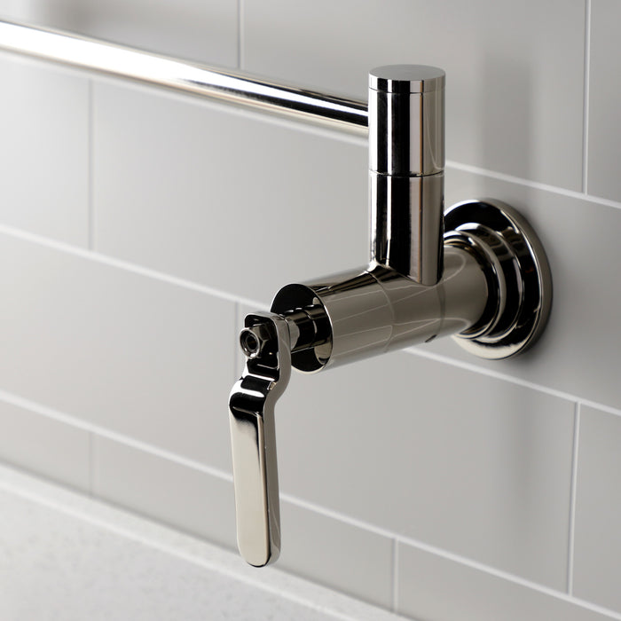 Kingston Sona KS4106KL - Whitaker Two-Handle 1-Hole Wall Mount Pot Filler Faucet, Polished Nickel