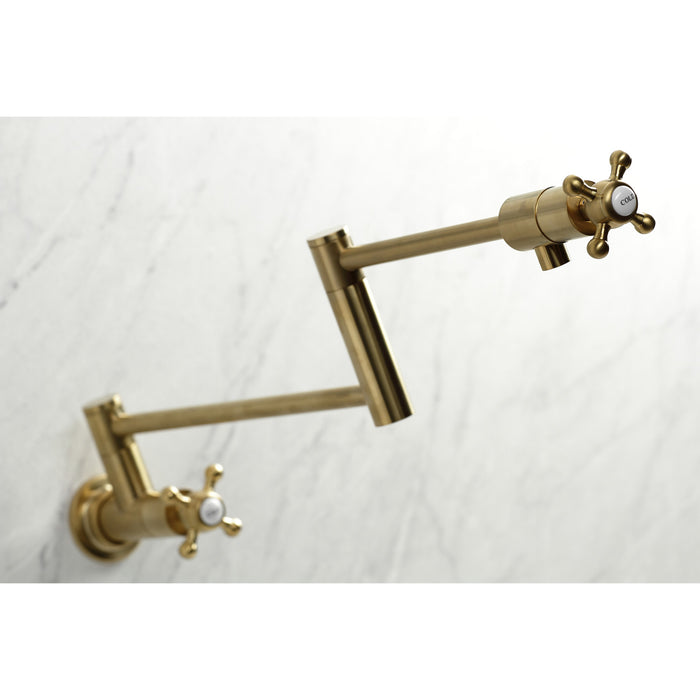 Metropolitan KS4107BX Two-Handle 1-Hole Wall Mount Pot Filler Faucet, Brushed Brass